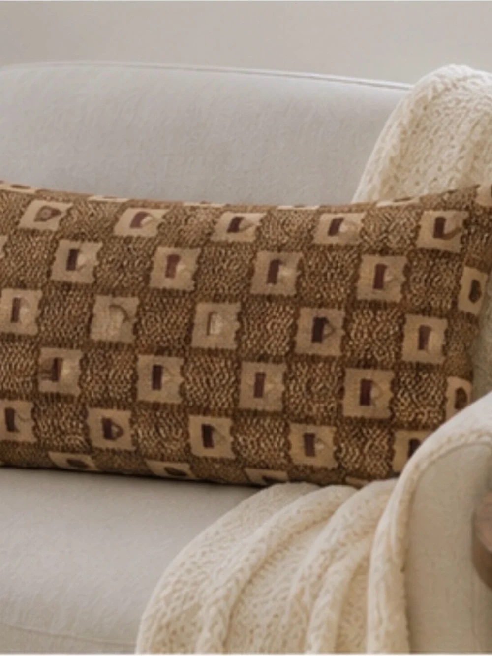 West Elm Geometric Lumbar Pillow 12”x21”